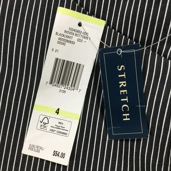 Nwt Jones New York Signature Black White Stripe Ankle Pants Size 4 - Picture 14 of 14